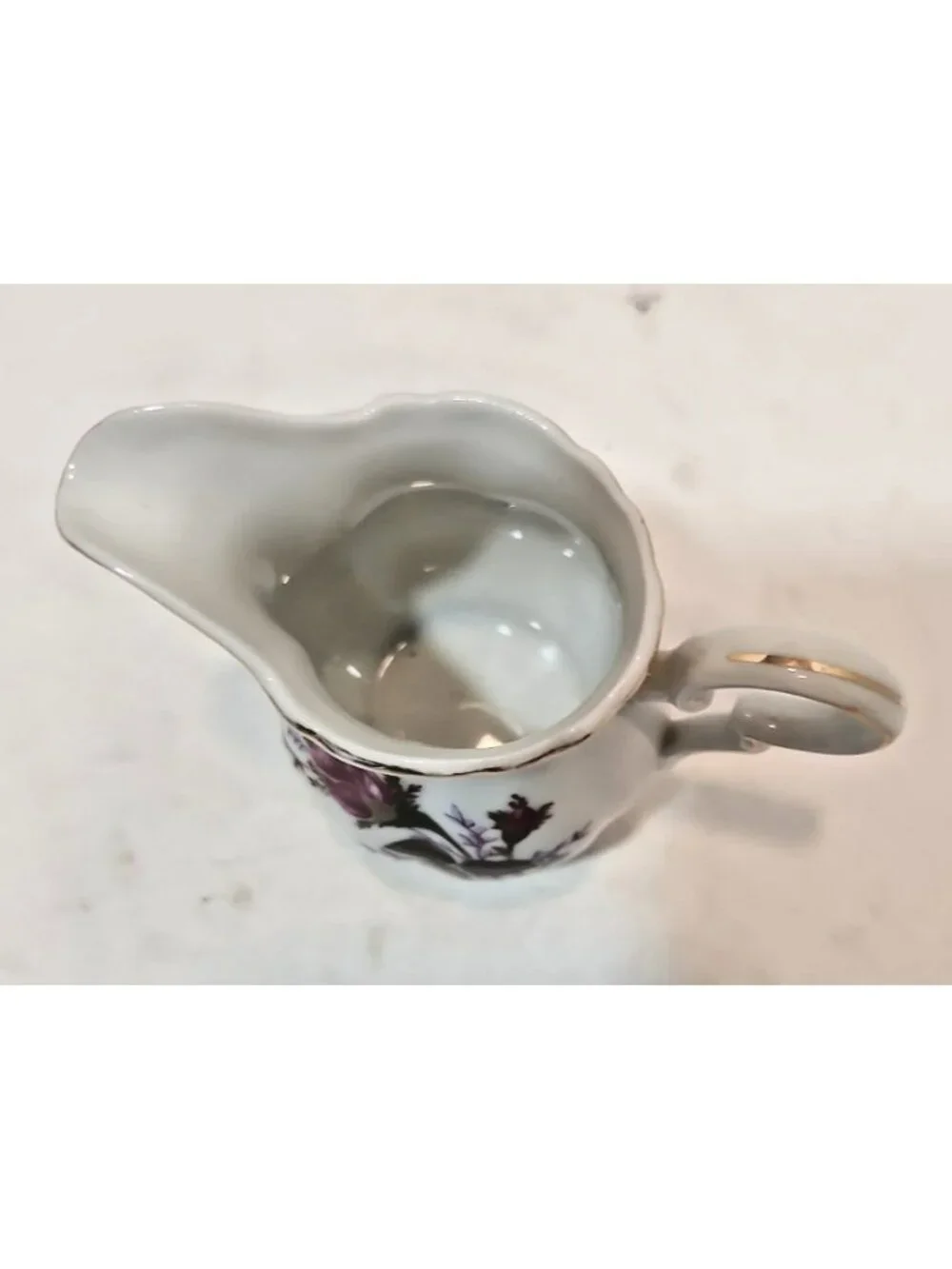 Vintage Rose Pattern Porcelain Creamer Made in Japan Gold Trim